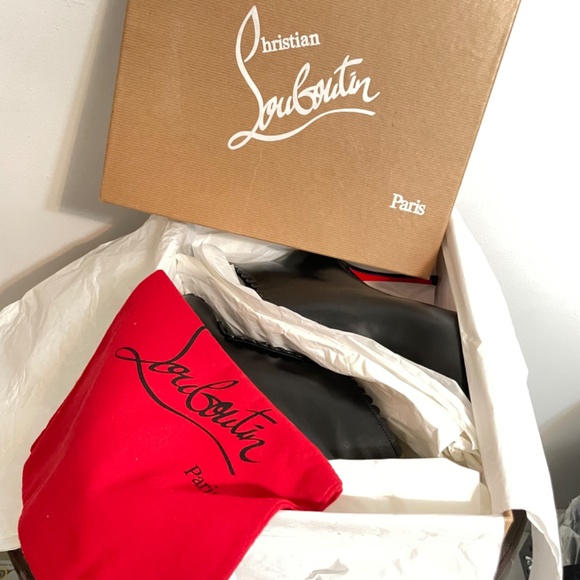 Christian Louboutin Leather Peep Toe Booties - Picture 9 of 14